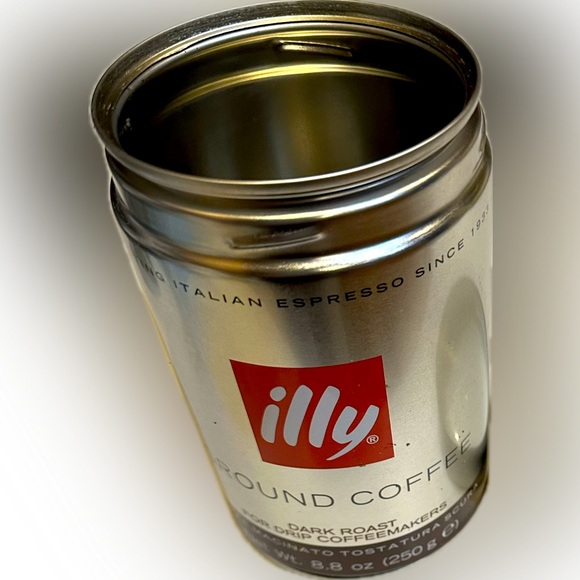 ILLY ITALIAN ESPRESSO GROUND COFFEE CAN TIN AIR TIGHT LID COLLECTIBLE STORAGE 5” - Picture 4 of 16